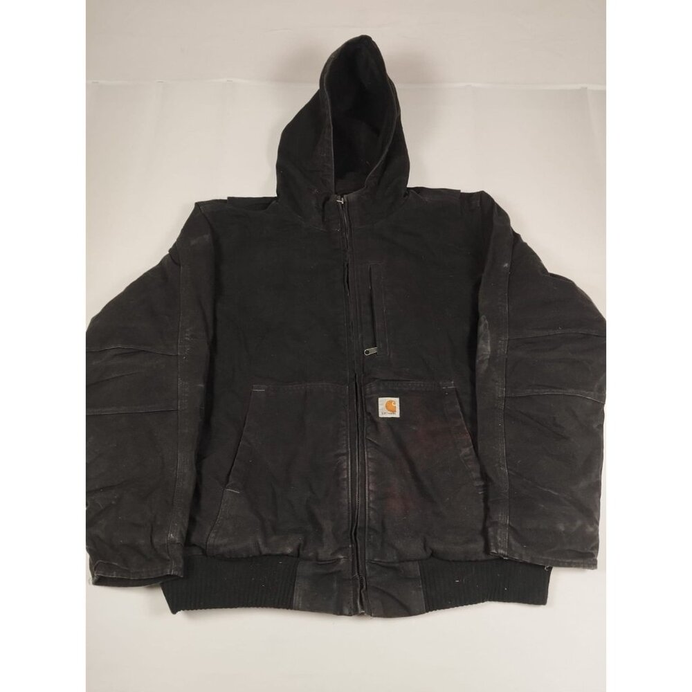 Carhartt Men XL Black Full Swing Cryder Cotton Duck Hooded Jacket Workwear